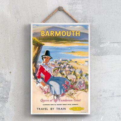 P0261 - Barmouth Queen Affiche originale des chemins de fer nationaux sur une plaque décor vintage