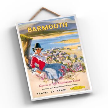 P0261 - Barmouth Queen Affiche originale des chemins de fer nationaux sur une plaque décor vintage 2