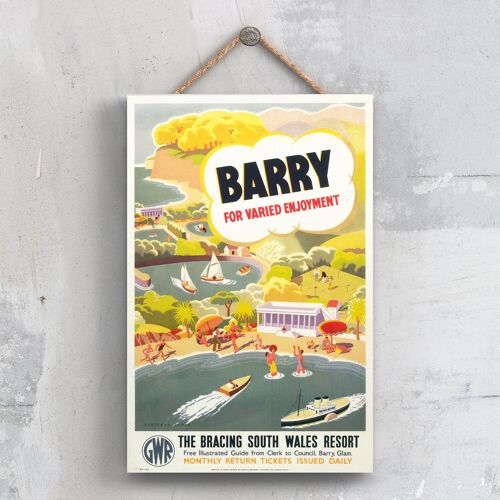 P0263 - Barry Varied Enjoyment Original National Railway Poster On A Plaque Vintage Decor