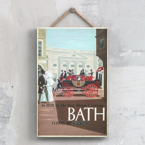 P0265 - Bath By New Steam Carriage Original National Railway Poster On A Plaque Vintage Decor