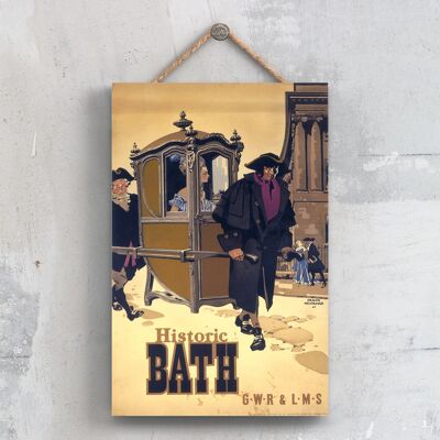 P0266 - Bath Frank Newbould 45 Affiche originale des chemins de fer nationaux sur une plaque décor vintage