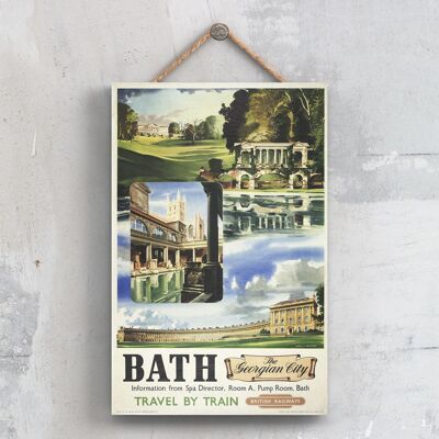 P0267 - Bath The Georgian City Affiche originale des chemins de fer nationaux sur une plaque décor vintage
