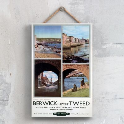 P0270 - Berwick Upon Tweed Arch Poster originale della National Railway su una targa con decorazioni vintage