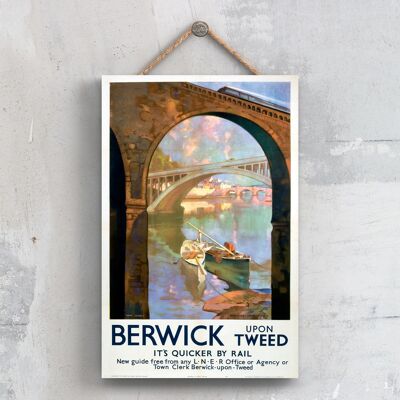 P0271 - Berwick Upon Tweed Bridge Poster originale della National Railway su una targa con decorazioni vintage
