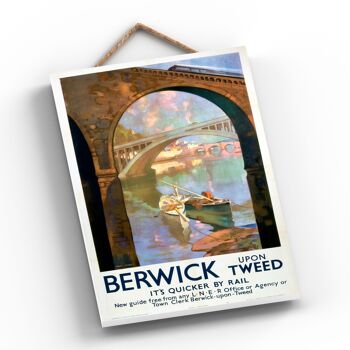 P0271 - Berwick Upon Tweed Bridge Affiche originale des chemins de fer nationaux sur une plaque décor vintage 2