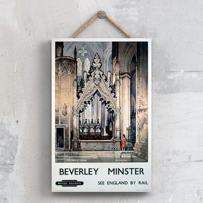 P0274 - Beverley Minster Percy Tomb Poster originale della National Railway su una targa con decorazioni vintage