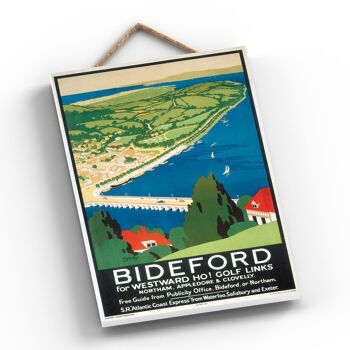 P0276 - Bideford vers l'ouest Ho ! Affiche Originale Des Chemins De Fer Nationaux Sur Une Plaque Décor Vintage 2