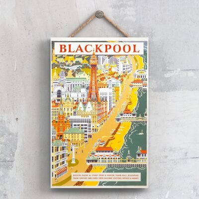 P0277 - Poster della National Railway originale del molo di Blackpool su una targa con decorazioni vintage