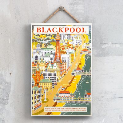 P0277 - Póster del Ferrocarril Nacional Original del muelle de Blackpool en una placa con decoración vintage