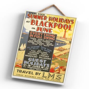 P0278 - Blackpool Summer Holidays June Affiche originale des chemins de fer nationaux sur une plaque décor vintage 4