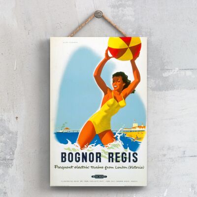 P0279 - Pallone da spiaggia Bognor Regis Poster originale della National Railway su una targa Decor vintage