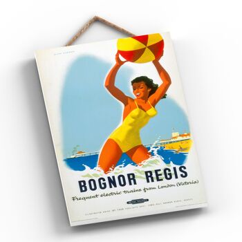 P0279 - Bognor Regis Beach Ball Affiche originale des chemins de fer nationaux sur une plaque décor vintage 2