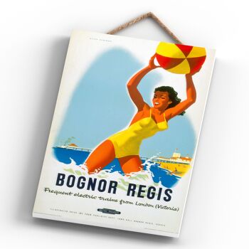 P0279 - Bognor Regis Beach Ball Affiche originale des chemins de fer nationaux sur une plaque décor vintage 4