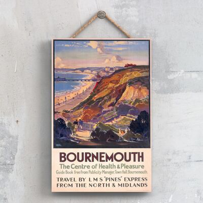 P0284 - Bournemouth Pleasure Affiche originale des chemins de fer nationaux sur une plaque décor vintage