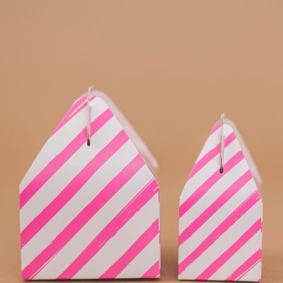 Favor Boxes Small Stripes Fuchsia