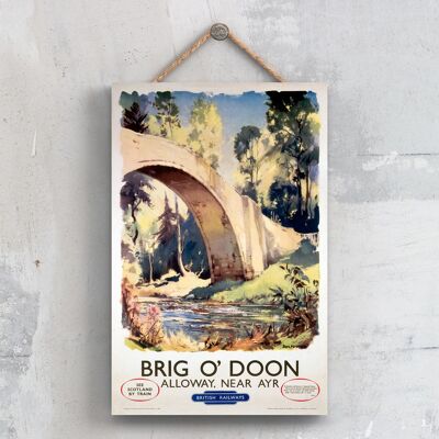 P0291 - Brig O 'Doon Alloway Poster originale della ferrovia nazionale su una targa con decorazioni vintage