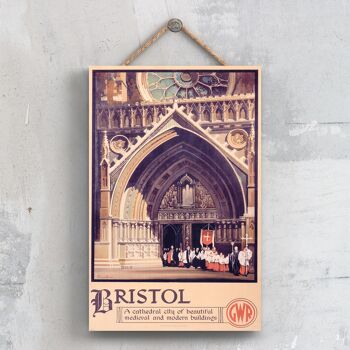 P0292 - Bristol Cathedral City Affiche originale des chemins de fer nationaux sur une plaque décor vintage 1