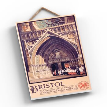 P0292 - Bristol Cathedral City Affiche originale des chemins de fer nationaux sur une plaque décor vintage 2