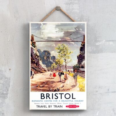 P0293 - Póster de ferrocarril nacional original de Bristol Clifton Bridge en una placa de decoración vintage