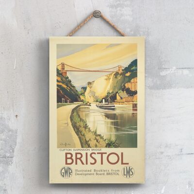 P0294 - Póster de ferrocarril nacional original del puente colgante de Bristol Clifton en una placa de decoración vintage