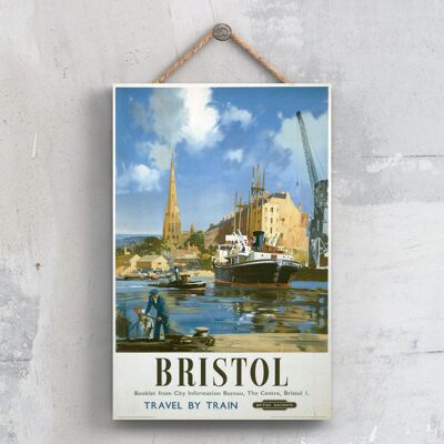P0295 - Bristol Docks Poster originale della National Railway su una targa con decorazioni vintage
