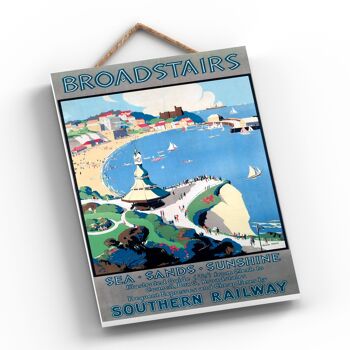 P0299 - Broadstairs Sea Sands Sunshine Affiche originale des chemins de fer nationaux sur une plaque décor vintage 2