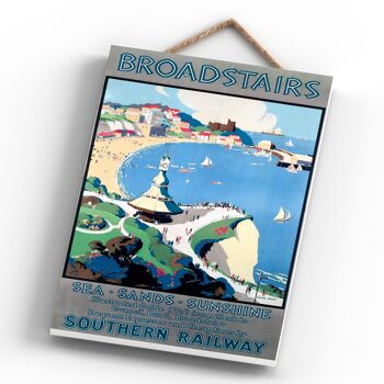 P0299 - Broadstairs Sea Sands Sunshine Affiche originale des chemins de fer nationaux sur une plaque décor vintage 4