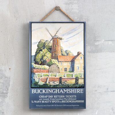 P0301 - Buckinghamshire 2 Affiche originale des chemins de fer nationaux sur une plaque décor vintage