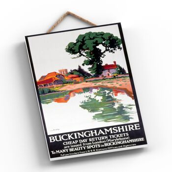 P0302 - Buckinghamshire Beauty Spots Affiche originale des chemins de fer nationaux sur une plaque Décor vintage 2