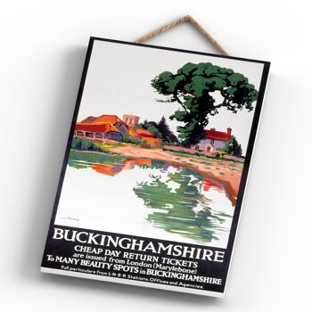 P0302 - Buckinghamshire Beauty Spots Affiche originale des chemins de fer nationaux sur une plaque Décor vintage 4