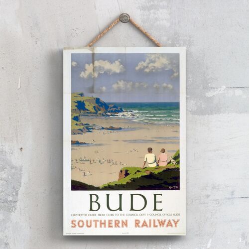 P0303 - Bude Beach Scene Original National Railway Poster On A Plaque Vintage Decor