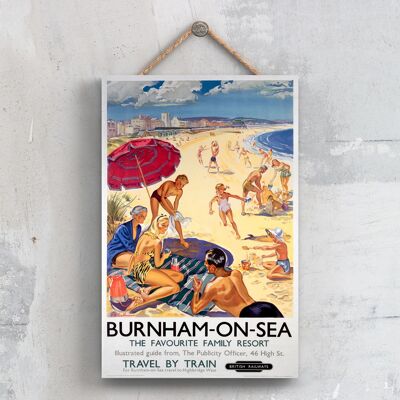 P0304 – Burnham On Sea Lieblings-Familienresort Original National Railway Poster auf einer Plakette im Vintage-Dekor