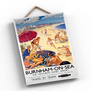 P0304 - Burnham On Sea Favorite Family Resort Affiche originale des chemins de fer nationaux sur une plaque Décor vintage 2
