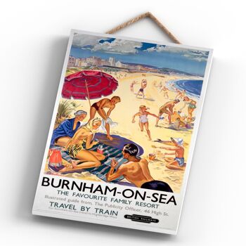 P0304 - Burnham On Sea Favorite Family Resort Affiche originale des chemins de fer nationaux sur une plaque Décor vintage 4