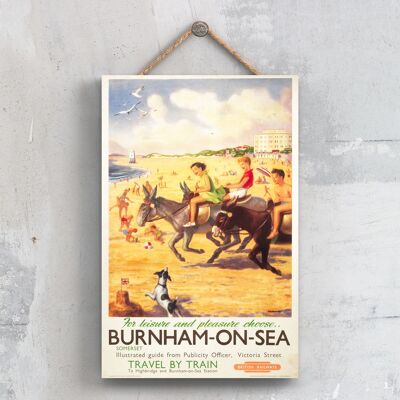 P0305 - Burnham On Sea For Leisure Poster originale della National Railway su una targa con decorazioni vintage