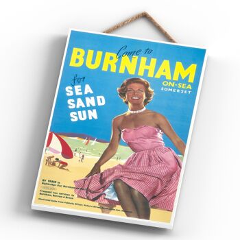 P0307 - Burnham On Sea Sun Sand Sea Affiche originale des chemins de fer nationaux sur une plaque décor vintage 4
