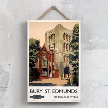 P0308 - Bury St Edmunds Affiche originale des chemins de fer nationaux sur une plaque décor vintage 1