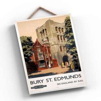 P0308 - Bury St Edmunds Affiche originale des chemins de fer nationaux sur une plaque décor vintage 2
