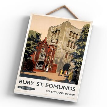 P0308 - Bury St Edmunds Affiche originale des chemins de fer nationaux sur une plaque décor vintage 4
