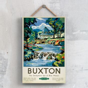 P0310 - Buxton Pavilion Gardens Affiche originale des chemins de fer nationaux sur une plaque Décor vintage 1