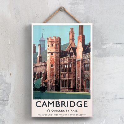 P0315 - Cambridge Peterhouse Earliest College Foundation Poster originale della National Railway su una targa con decorazioni vintage