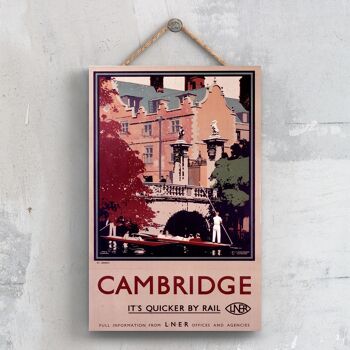 P0316 - Affiche originale des chemins de fer nationaux de Cambridge St Johns sur une plaque décor vintage 1