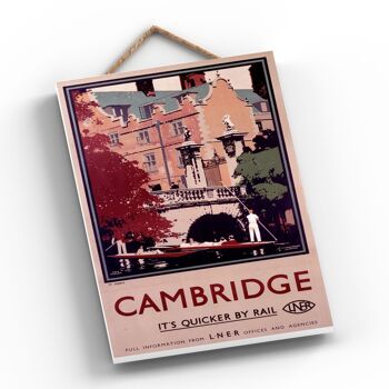P0316 - Affiche originale des chemins de fer nationaux de Cambridge St Johns sur une plaque décor vintage 2