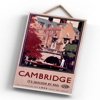 P0316 - Affiche originale des chemins de fer nationaux de Cambridge St Johns sur une plaque décor vintage 4