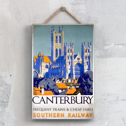 P0320 - Canterbury Cathedral Frequent Trains Original National Railway Poster On A Plaque Vintage Decor