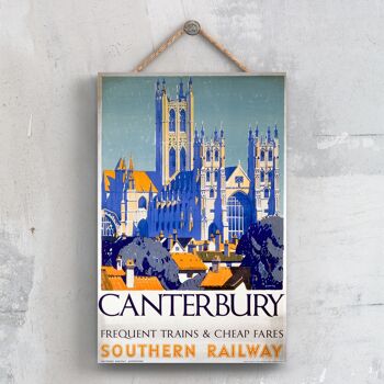 P0320 - Canterbury Cathedral Frequent Trains Affiche originale des chemins de fer nationaux sur une plaque décor vintage 1