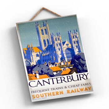 P0320 - Canterbury Cathedral Frequent Trains Affiche originale des chemins de fer nationaux sur une plaque décor vintage 2