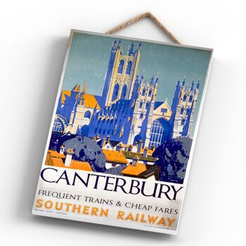 P0320 - Canterbury Cathedral Frequent Trains Affiche originale des chemins de fer nationaux sur une plaque décor vintage 4