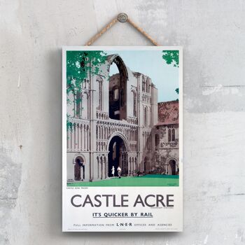 P0322 - Castle Acre Priory Affiche originale des chemins de fer nationaux sur une plaque décor vintage 1