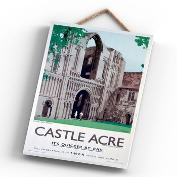 P0322 - Castle Acre Priory Affiche originale des chemins de fer nationaux sur une plaque décor vintage 3